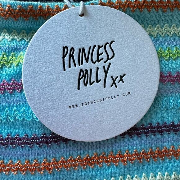 Princess Polly Crotchet Knit Blue Striped 70’s Top NWT - Picture 4 of 5